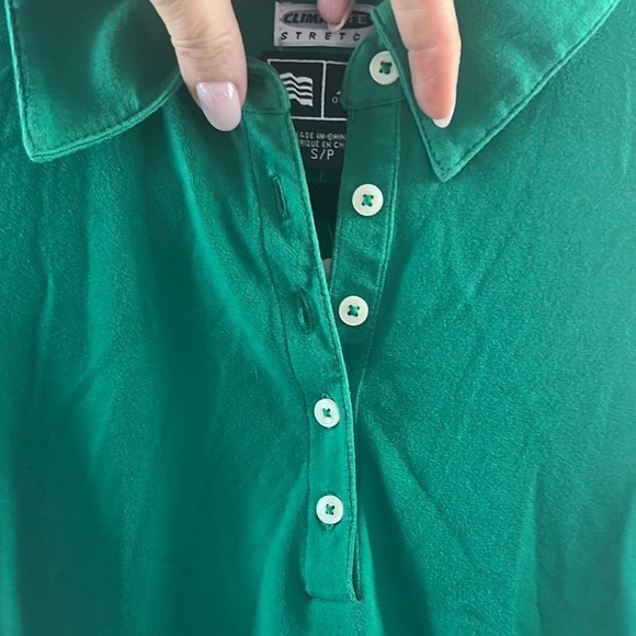 Adidas Green Button Down Climalite Stretch Polo Shirt - Picture 5 of 11